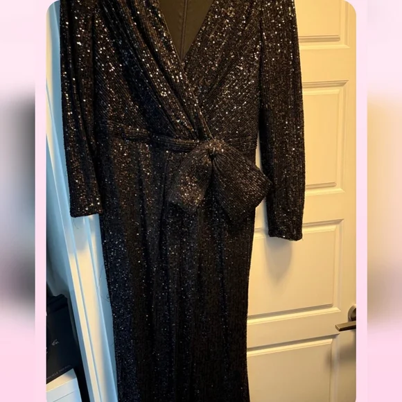 Eliza J Sequined Wrap Gown - Picture 8 of 10